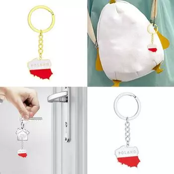 Изысканный брелок с флагом Польши, долговечный брелок с картой Польши, не выцветающий титановый стальной держатель для ключей для путешественников серебряный
