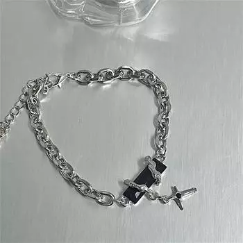 Изысканный циркон звезда шарм для женщин мужчин в стиле панк звезда серебряный цвет цепь регулируемый браслет ювелирные изделия аксессуары