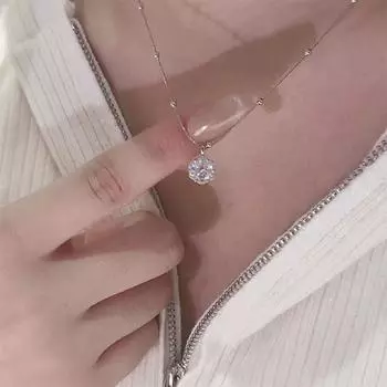 Изысканный цветок круглый циркон кулон ожерелье для женщин мода горный хрусталь ключица цепочка ювелирные изделия аксессуары подарок на день рождения onesize