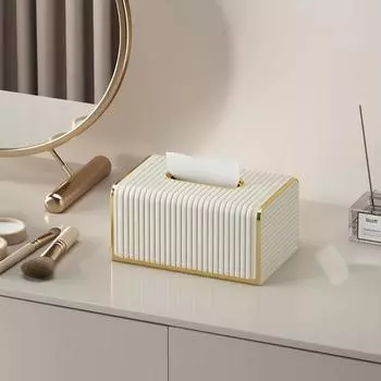 Изысканный держатель для салфеток в европейском стиле, контейнер для хранения бумаги, коробка для салфеток в полоску, гостиная белый