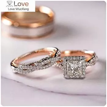Изысканный дизайн парных колец, свадебные аксессуары для церемонии с ослепительными цирконами для женщин и мужчин, изысканные помолвочные украшения 8