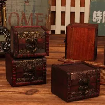 Изысканный европейский винтажный деревянный небольшой ящик для хранения, креативный значок, брошь, шкатулка для украшений, имитация старинного настольного украшения ручной работы 8x6.5x6cm