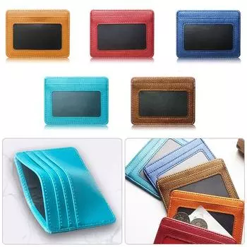 Изысканный футляр для карточек с 5 слотами для карт Bus Pass Держатель для карт Кошелек из искусственной кожи Карман для кредитных карт красный