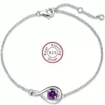 Изысканный гипоаллергенный браслет из стерлингового серебра 925 пробы с фиолетовым цирконом, инкрустированный элегантными подарками в стиле отдыха для женщин