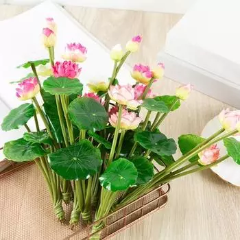 Изысканный искусственный шелк, полезный, живой пруд, сад, искусственные растения лотоса, декор, искусственные цветы фиолетовый