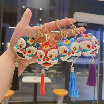 Изысканный китайский брелок-подвеска «Танец льва» с куклой-кошкой на удачу