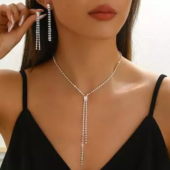 Изысканный комплект из ожерелья и сережек из кристаллов, свадебные аксессуары, аксессуары для свадебного платья, званый ужин