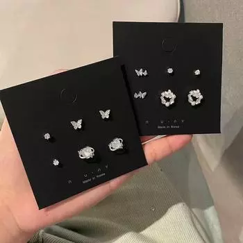 Изысканный комплект сережек-цветков в виде бабочки-феи - 3 пары для повседневной элегантности Wreath earrings set