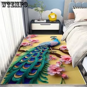 Изысканный ковер с изображением павлина, птицы и животного для дома, гостиной, спальни, дивана, коврика, декор, детский игровой коврик, нескользящий напольный коврик W60*H121CM