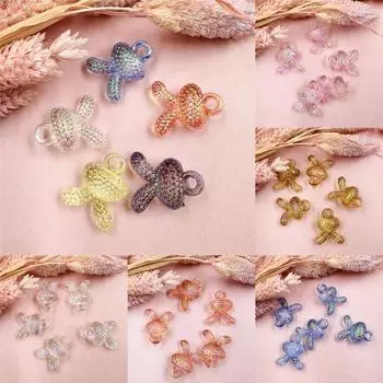 Изысканный красочный браслет-кулон «сделай сам», 5 шт., бусины в виде головы кролика, прозрачные 17,5*21 мм, с акриловым покрытием, УФ-ювелирные аксессуары, аксессуары для подвесных отверстий жёлтый