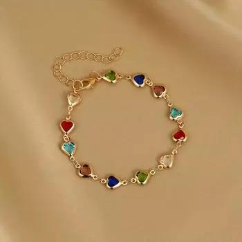 Изысканный красочный браслет в виде кубического сердца, 1 шт., блестящие бисерные украшения в винтажном стиле для девочек, идеально подходит для повседневной носки, вечеринок и подарков на День святого Валентина 1pc