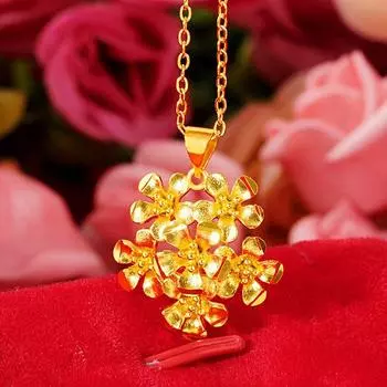 Изысканный кулон-цветок для женщин, универсальное и элегантное украшение, милый и изысканный кулон для женщин 40CM золотой