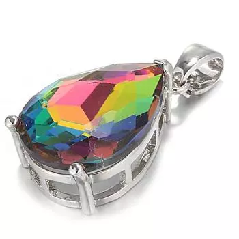 Изысканный кулон со стразами большой огранки в виде мистической радуги и фиолетового цвета, подарок на годовщину