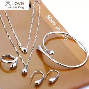 Изысканный кулон в форме капли, ожерелье, комплект ювелирных изделий в виде капли воды, браслет на руку, ожерелья, кольцо, крючок, овальные серьги для женщин золотой