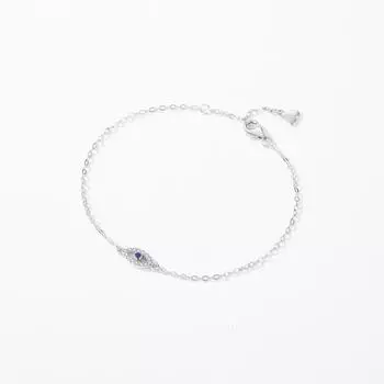 Изысканный маленький браслет из стерлингового серебра S925 с голубыми глазами для женщин, простой темперамент, элегантный универсальный браслет в холодном стиле для женщин Adjustable size серебряный