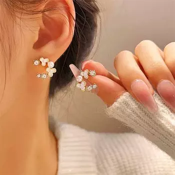 Изысканный масляный капельный жемчужный цветок тип c клипса для ушей простые не прокалываемые ювелирные аксессуары женская бижутерия для вечеринки подарок как