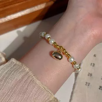 Изысканный металлический браслет с жемчугом женский жемчужный нишевый изысканный эластичный браслет из жемчуга премиальный
