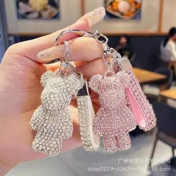 Изысканный милый брелок в виде бриллиантового медведя для автомобиля и багажа