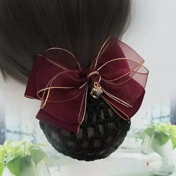 Изысканный модный элегантный ретро-тканевый пружинный зажим для волос сетка-бантик головной убор женский головной убор сетка-снуд navy blue-fine mesh