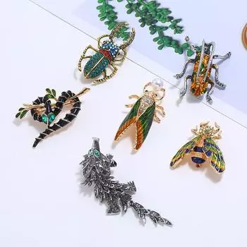 Изысканный мужской и женский жук-лягушка с кристаллами и эмалью, нагрудная булавка с пряжкой, модный изысканный металлический значок серии насекомых