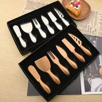 Изысканный нож премиум-класса, 4/6 шт., нож для нарезки сыра, креативный острый нож, кухонный инструмент для сыра, лопаточка для торта, нож для масла, набор сыра 4Pcs серебряный