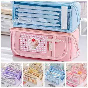 Изысканный однотонный пенал для карандашей Kawaii, органайзер для канцелярских принадлежностей, школьные принадлежности style 3