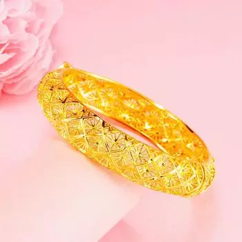 Изысканный открытый браслет Fortune Hollow Hand Bangle Retro Plated Bracelet Jewelry Accessories style 3