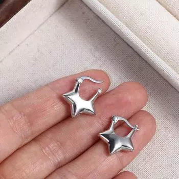 Изысканный панк темперамент медь простые модные ювелирные изделия звезды серьги женские гвоздики уха пряжка серебряный