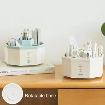 Изысканный пластиковый держатель для карандашей большой емкости, вращающийся на 360 градусов настольный органайзер для школы жёлтый