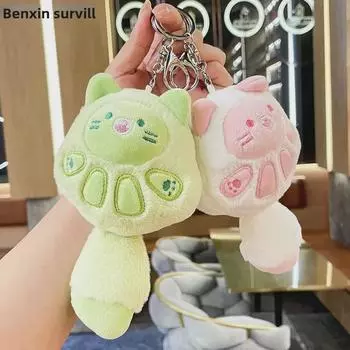 Изысканный плюшевый брелок в виде кошачьей лапки: Милый кулон для автомобиля и аксессуар для школьной сумки With Keychain