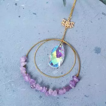 Изысканный подвесной «Ловец солнца» с полой цветочной призмой, легкий блестящий зелёный