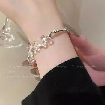 Изысканный полубраслет с нерегулярными кристаллами и бусинами - уникальный дизайн класса люкс Irregular crystal half bracelet