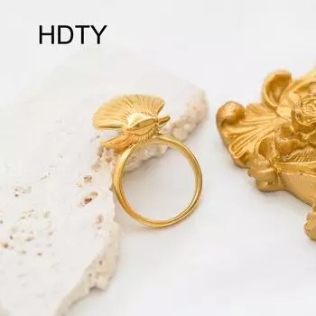 Изысканный ретро-дизайн ниши из нержавеющей стали, инкрустированное ракушкой кольцо из ракушки, легкое, роскошное, темпераментное, модное, пригородное кольцо No. 6 золотой