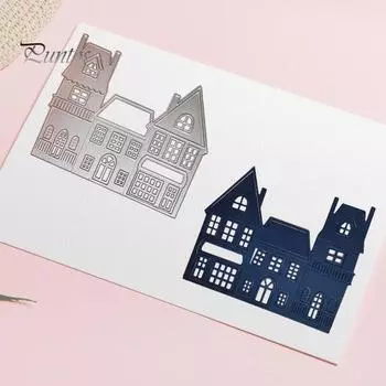 Изысканный режущий штамп, антикоррозийная углеродистая сталь, креативный шаблон для тиснения в форме дома для изготовления карт серебряный