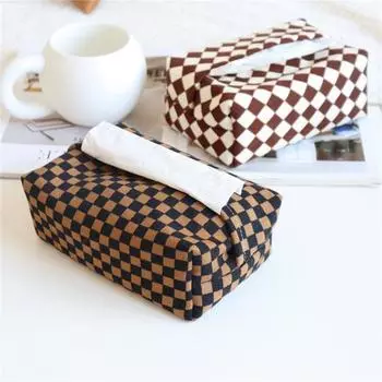 Изысканный шахматный узор, сумка-держатель для салфеток, пылезащитный противоизносный полиэстер, сумка-держатель для салфеток для дома чёрный