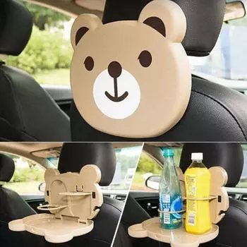 Изысканный столик на заднем сиденье. Легко устанавливается. Прочный, многофункциональный. коричневый