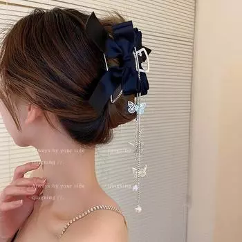 Изысканный супер-сказочный бант с кисточками, заколки для волос, аксессуары для волос, металлический зажим, заколка для волос в виде акулы на затылке