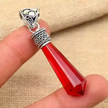 Изысканный ювелирный кулон ручной работы из стерлингового серебра 925 пробы с красным гранатом и драгоценным камнем
