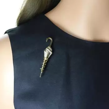 Изысканный винтажный зонтик с бриллиантовыми инкрустациями - антикварная брошь и цветочные аксессуары для одежды