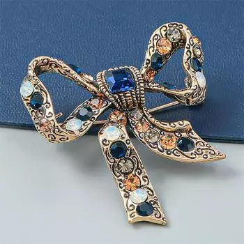 Изысканный высококачественный модный цветной бант-брошь со стразами для девочек, милая булавка, модные аксессуары