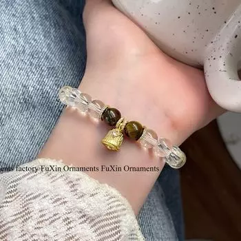 Изысканный женский браслет с камнем тигровый глаз — роскошное, универсальное летнее украшение в холодном стиле S0354