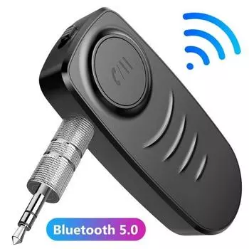 J19 Автомобильный Bluetooth-совместимый 5 аудиоприемник Aux конвертер адаптер громкой связи для телефона чёрный