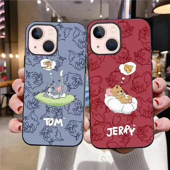 J-12 Том и Джерри черный чехол для iPhone 16 15 14 13 12 Samsung S24 S23 Ultra Xiaomi POCO Redmi Note Realme Moto OPPO A15 Realme VIVO Pro Max Plus 5G VIVO V11 бездна