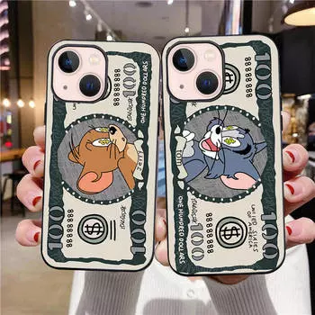 J-1 Том и Джерри черный чехол для iPhone 16 15 14 13 12 Samsung S24 S23 Ultra Xiaomi POCO Redmi Note Realme Moto OPPO A15 Realme VIVO Pro Max Plus 5G OPPO F9 бездна