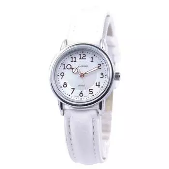 J-AXIS AL1280-W для женщин (Женские модные часы White Sun Flame) Круглые часы белые аналоговые
