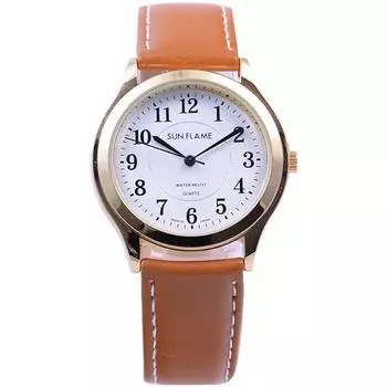 J-AXIS Men s MJG-D88-BR (SF MIJ Made in Japan Quartz Men s Sun Flame) Round Watch Brown Alloy