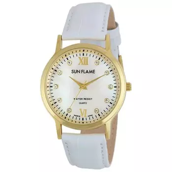 J-AXIS Men s MJG-D89-W (SF MIJ Made in Japan Quartz Men s Sun Flame) Round Watch White Alloy Analog