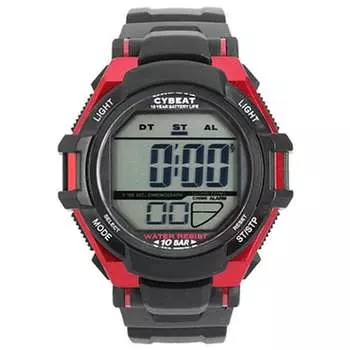 J-AXIS Мужская ACY11-RE (10-10 CYBEAT спортивные часы Sun Flame) Круглые часы из черной смолы цифровые