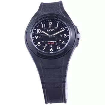 J-AXIS Мужская AG1328-BK (Серия А Черное Солнце Пламя) Круглые часы, черные, аналоговые