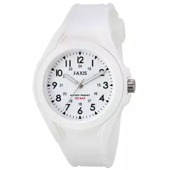 J-AXIS Мужская AG1328-W (Серия Белое Солнце Пламя) Круглые часы белые аналоговые